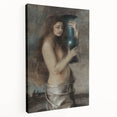 Dark Academia Wall Art - Vintage Gothic Woman Holding Vase in Thought