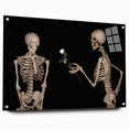 Dark Academia Wall Art – Skeletons with White Rose in Gothic Scene