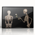 Dark Academia Wall Art – Skeletons with White Rose in Gothic Scene