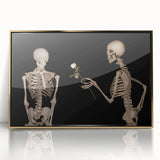 Dark Academia Wall Art – Skeletons with White Rose in Gothic Scene