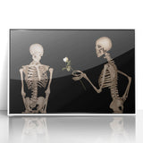 Dark Academia Wall Art – Skeletons with White Rose in Gothic Scene