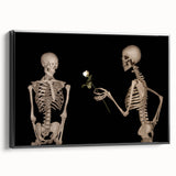Dark Academia Wall Art – Skeletons with White Rose in Gothic Scene