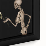Dark Academia Wall Art – Skeletons with White Rose in Gothic Scene