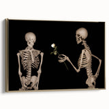 Dark Academia Wall Art – Skeletons with White Rose in Gothic Scene