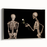 Dark Academia Wall Art – Skeletons with White Rose in Gothic Scene