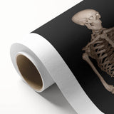 Dark Academia Wall Art – Skeletons with White Rose in Gothic Scene