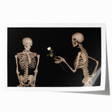 Dark Academia Wall Art – Skeletons with White Rose in Gothic Scene