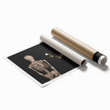 Dark Academia Wall Art – Skeletons with White Rose in Gothic Scene