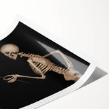 Dark Academia Wall Art – Skeletons with White Rose in Gothic Scene