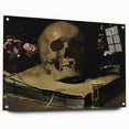 Dark Academia Wall Art – Skull Still Life with Hourglass and Flowers