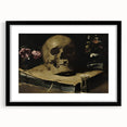 Dark Academia Wall Art – Skull Still Life with Hourglass and Flowers