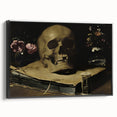Dark Academia Wall Art – Skull Still Life with Hourglass and Flowers