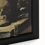 Dark Academia Wall Art – Skull Still Life with Hourglass and Flowers