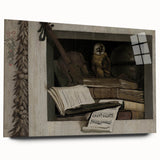Dark Academia Wall Art – Still Life with Owl, Books, and Violin