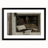 Dark Academia Wall Art – Still Life with Owl, Books, and Violin