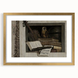 Dark Academia Wall Art – Still Life with Owl, Books, and Violin