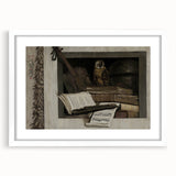 Dark Academia Wall Art – Still Life with Owl, Books, and Violin