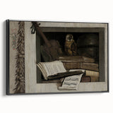 Dark Academia Wall Art – Still Life with Owl, Books, and Violin
