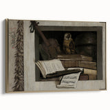 Dark Academia Wall Art – Still Life with Owl, Books, and Violin