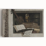 Dark Academia Wall Art – Still Life with Owl, Books, and Violin