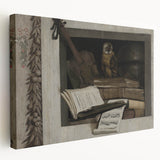 Dark Academia Wall Art – Still Life with Owl, Books, and Violin