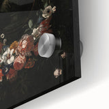 Dark Floral Wreath Art: Portrait Surrounding Flowers Wall Art Decor