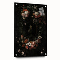 Dark Floral Wreath Art: Portrait Surrounding Flowers Wall Art Decor