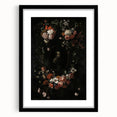 Dark Floral Wreath Art: Portrait Surrounding Flowers Wall Art Decor