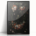 Dark Floral Wreath Art: Portrait Surrounding Flowers Wall Art Decor