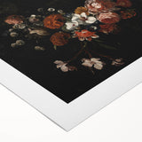 Dark Floral Wreath Art: Portrait Surrounding Flowers Wall Art Decor