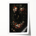 Dark Floral Wreath Art: Portrait Surrounding Flowers Wall Art Decor