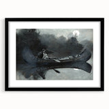 Dark Moody Wall Art - Moonlit River Journey - Moody Interior Art
