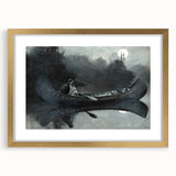 Dark Moody Wall Art - Moonlit River Journey - Moody Interior Art