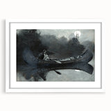 Dark Moody Wall Art - Moonlit River Journey - Moody Interior Art