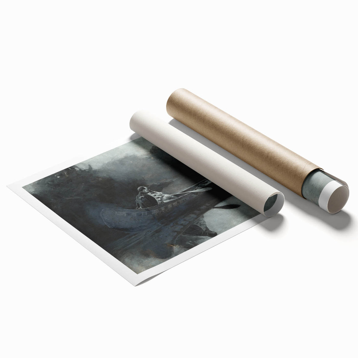 Dark Moody Wall Art - Moonlit River Journey - Moody Interior Art