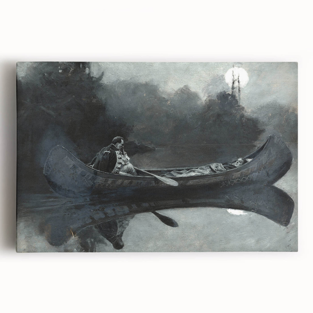 Dark Moody Wall Art - Moonlit River Journey - Moody Interior Art