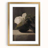 Dark Moody Still Life: White Flower in Vase Wall Art for Home Decor
