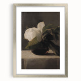 Dark Moody Still Life: White Flower in Vase Wall Art for Home Decor