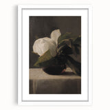 Dark Moody Still Life: White Flower in Vase Wall Art for Home Decor