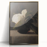 Dark Moody Still Life: White Flower in Vase Wall Art for Home Decor
