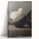 Dark Moody Still Life: White Flower in Vase Wall Art for Home Decor