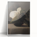 Dark Moody Still Life: White Flower in Vase Wall Art for Home Decor