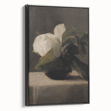Dark Moody Still Life: White Flower in Vase Wall Art for Home Decor