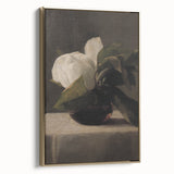 Dark Moody Still Life: White Flower in Vase Wall Art for Home Decor