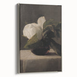 Dark Moody Still Life: White Flower in Vase Wall Art for Home Decor