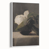 Dark Moody Still Life: White Flower in Vase Wall Art for Home Decor
