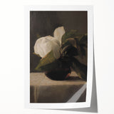 Dark Moody Still Life: White Flower in Vase Wall Art for Home Decor