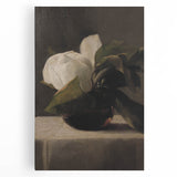 Dark Moody Still Life: White Flower in Vase Wall Art for Home Decor