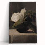 Dark Moody Still Life: White Flower in Vase Wall Art for Home Decor