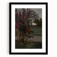 Dark Moody Floral Art: Red Flower Landscape Print for Home Decor